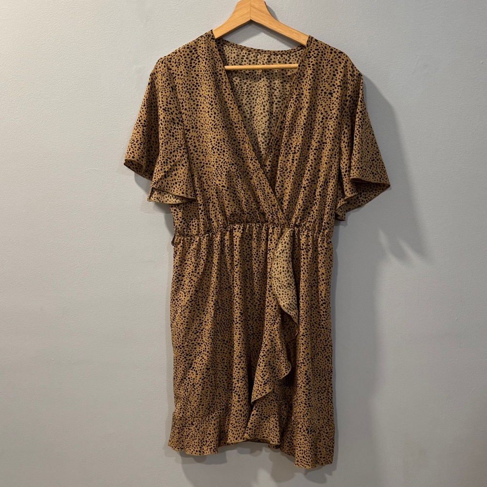 SHEIN Brown Leopard Print Wrap Dress Size XL
